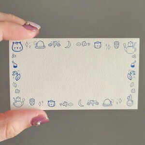 Illustrated Notecards - Cat's Evening Teatime Design - Set of 50